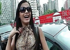 Shemale gets stopped on the street and seduced into fucking