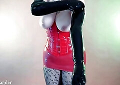 Raunchy gloves Latex Rubber Fetish Clip in fetish clothes