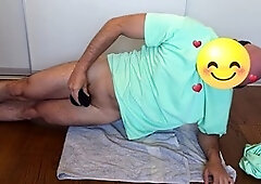 Man masturbating, gay kink, cum sock