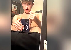 Twink Flexes And Jerks Off In Mirror - Tpk