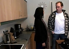 Beautiful brunette milf in garter belt fucked by big cock