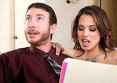 Busty angel in nylons Renae Cruz rides on a big loaded dick