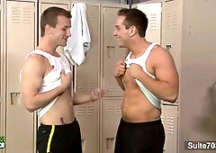 Sporty jocks nail in the gym