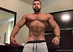 Damien Stone showing off and masturbating