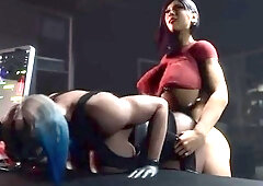 Hardcore futanari affair between stacked 3D bombshells