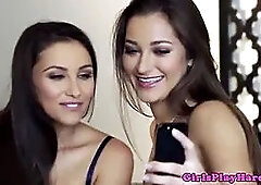 Classy lesbian model spoils furry pubic hair