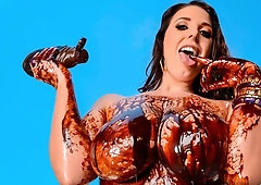 Glamorous brunette Angela White is sucking a massive penis with love
