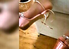 Sandal heels pink shiny