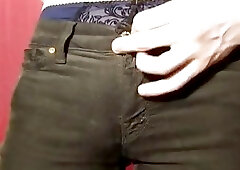 Chinese crossdresser reveals stockings after stripping pants on live cam