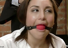 Campus girl vibed in ankle suspension