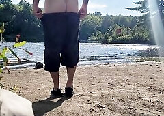 Very Shy Slim dipping at the beach