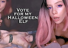 The Elf Wanted to get Sweets for Halloween, but got Cum on Her Face. Pov. Fox...