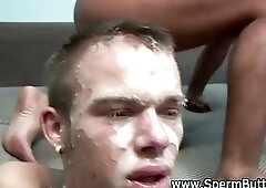 Bareback creampie fuck and facial bukkake