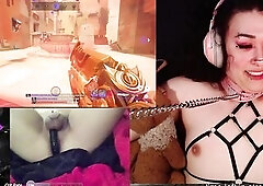 Bone Gagged Chastity Cage Servitude Collar and leash Vibrating Ass-plug Succubus Catgirl