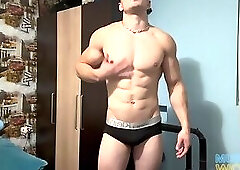 College Wrestler Muscle Flexing and Worship