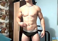 College Wrestler Muscle Flexing and Worship