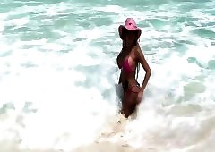 Karla Carrillo At The Beach Flashing Her Tits And Big Cock