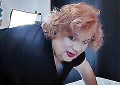 Cum Fountain explodes all over Fat CD Sissy after BBC Butt Fuck