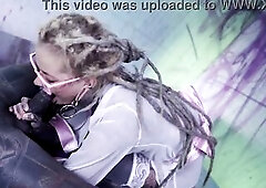 Glasses and Buttplug Tattooed TEEN Riding a Tattooed Penis Banging double penetration Facial