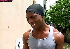 White jock fucks Black stud bottom outdoor for money