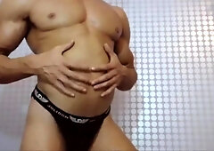 Shoved out Cock-Squeezing Muscled Warm Six Pack Muscle Abdomen