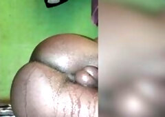 Taut butt clutched in despairing weenie quest