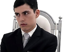 Bound mormon blows a load