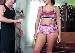 A redhead lady in pink underwear loves tough romp and