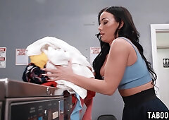 Full-Breasted mommy screwed at a public laundromat