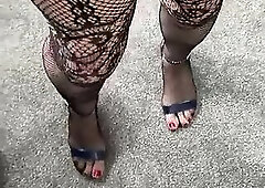 old tvrose sissy in bodystocking with heels