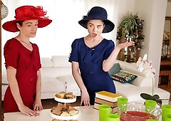 Awesome short-haired blonde Skye Blue impaled from behind