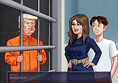 Massive cock cumshot in the kitchen with a busty cartoon character