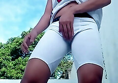 Bagnagjakol sa likod ng basketball court - Chinese guy outdoor onanism