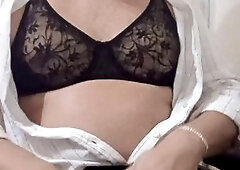 Sensual Patty in alluring black lingerie, exuding elegance