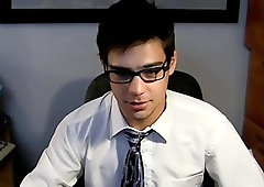 Office jock takes his clothes off for a masturbating session