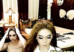 An handsome and delightsome brunette hair sizzles in this hawt web camera show Jointly with her ally those lustful beings venture into a hawt and conc