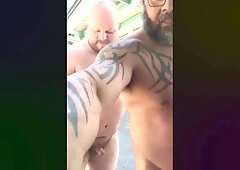 Master and his hubby after their workout in the parking lot. 7