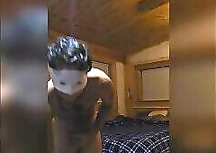 Silly stripper wanking his massive cock