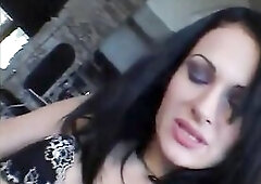 Large penis stretches out the cute youthful pussy on this merry bazookas brunette hair hottie