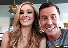 Kali Roses' anal hole is plugged with a big strong cock on the couch