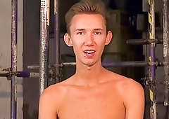 Twink tied up by an older man for gay BDSM