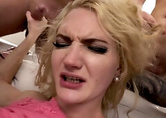 Nikki Sexxx busty blonde have group sex on couch