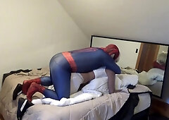 Spiderman Fucks Blonde Sex Doll Wearing Leggings And Crop Top