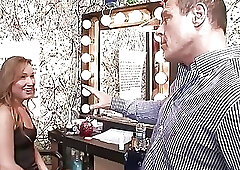 Sexy blond shemale Khloe Hart with small tits screwed in ass