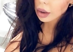 Amateur blonde with big boobs masturbates cam