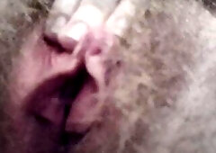 Bushy Nonbinary Snatch with Large Clitoris Tries to Edge but Fails