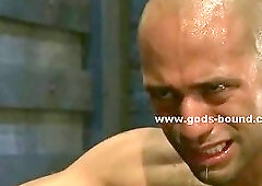 Two gay hunks tied with hands behind