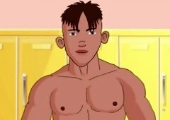 Muscular guys enjoy passionate gay action in the locker room