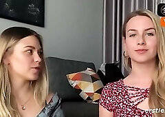 Two amateur light-haired nymphs play with toys while eating each other pussy