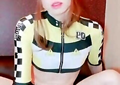 Japanese femboy bottoms out BBC dildo